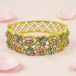 Gold plated Emerald Ruby Silver Kada Bracelet