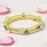 Gold Plated Emerald & Diamond Kada Bracelet