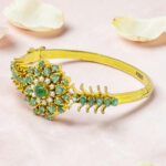 Emerald & Pearl Silver Kada Bracelet