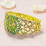 Gold Plated Emerald & Diamond Kada Bracelet