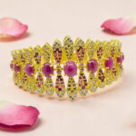 Gold Plated Ruby Silver Kada Bracelet 92.5
