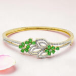 Silver 92.5 Kada Bracelet with Green Stones