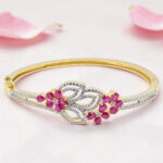 Silver Kada Bracelet with Pink CZ