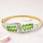 Silver Kada Bracelet 92.5 with Green CZ