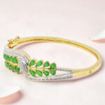 Silver Kada Bracelet 92.5 with Green CZ