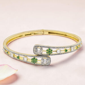 92.5 Silver Emerald Kada Bracelet