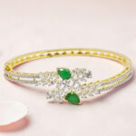 Emerald CZ Silver Kada Bracelet