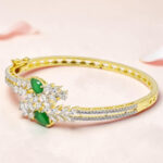 Emerald CZ Silver Kada Bracelet