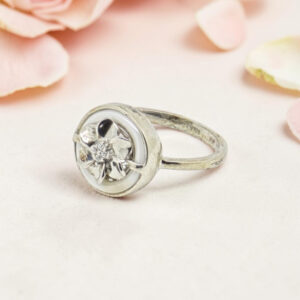 Elegant Flower Meena Ring with Zircon