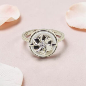 Elegant Flower Meena Ring with Zircon