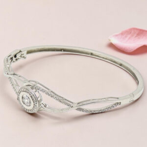 Sterling Silver Cubic Zirconia Kada Bracelet