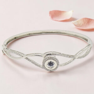 Sterling Silver Cubic Zirconia Kada Bracelet
