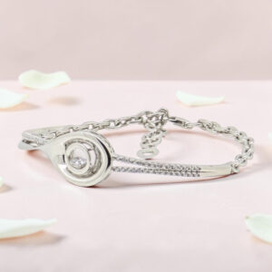 Sparkling Silver Kada Bracelet