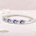 92.5 Sterling Silver Blue Enamel Kada Bracelet
