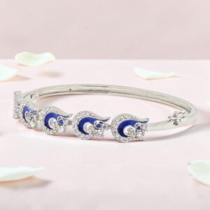 92.5 Sterling Silver Blue Enamel Kada Bracelet