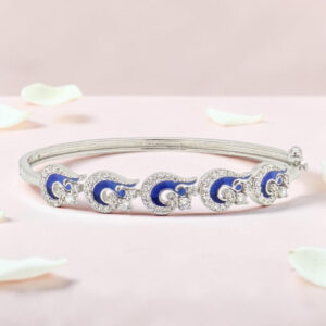 92.5 Sterling Silver Blue Enamel Kada Bracelet