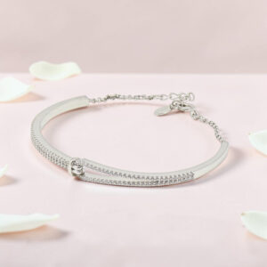92.5 Silver Kada Bracelet with CZ Stones
