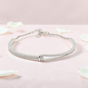92.5 Silver Kada Bracelet with CZ Stones
