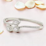 Sterling Silver Pear Cut Diamond Kada