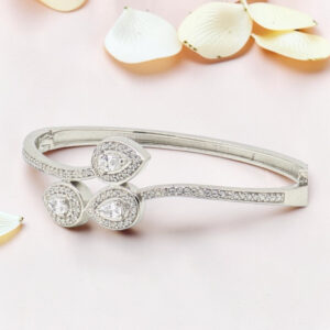 Sterling Silver Pear Cut Diamond Kada