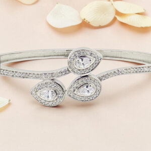 Sterling Silver Pear Cut Diamond Kada