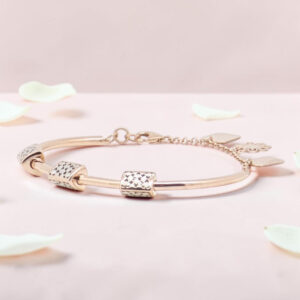 Rose Gold Plated Kada Bracelet with Charms