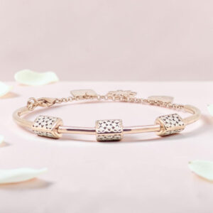 Rose Gold Plated Kada Bracelet with Charms