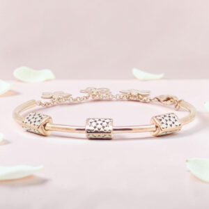 Sterling Silver Kada Bracelet with Charms