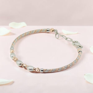 Sterling Silver and Rose Gold Plated Kada Bracelet