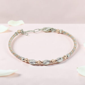Sterling Silver and Rose Gold Plated Kada Bracelet