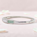 Silver Kada Bracelet 92.5 with Emeralds