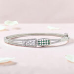 Silver Kada Bracelet 92.5 with Emeralds
