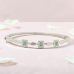 Silver Kada Bracelet with Emerald Accents