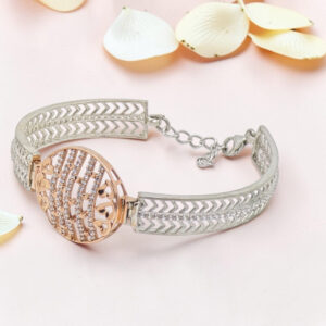 92.5 Silver Kada Bracelet with Rose Gold Accent