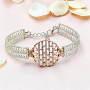 92.5 Silver Kada Bracelet with Rose Gold Accent
