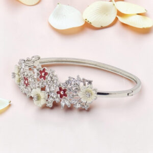 92.5 Sterling Silver Floral Kada Bracelet