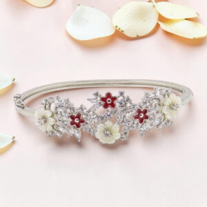 92.5 Sterling Silver Floral Kada Bracelet