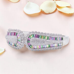 92.5 Sterling Silver Multicolored Kada Bracelet