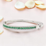 925 Sterling Silver Emerald Kada Bracelet