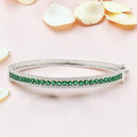 925 Sterling Silver Emerald Kada Bracelet
