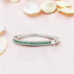 Emerald and Diamond 92.5 Silver Kada Bracelet