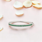 Emerald and Diamond 92.5 Silver Kada Bracelet
