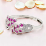 Silver Kada Bracelet 92.5 with Pink Stones