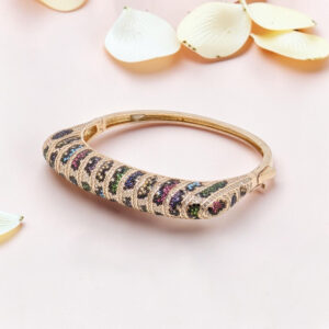Sterling Silver Multi-CZ Kada Bracelet