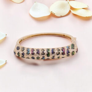 Sterling Silver Multi-CZ Kada Bracelet