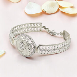 Sterling Silver Kada Bracelet with CZ