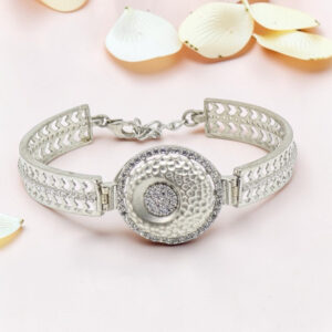 Sterling Silver Kada Bracelet with CZ