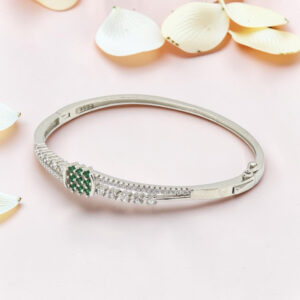 92.5 Silver Emerald Kada Bracelet