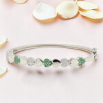 925 Silver Heart Kada Bracelet with Green