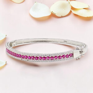 92.5 Silver Kada Bracelet with Ruby